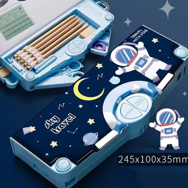 

yt- Kotak Pensil Mekanik Anak Sekolah Mekanik Multifungsi Serbaguna Fullset Penggaris Gunting Original Termurah