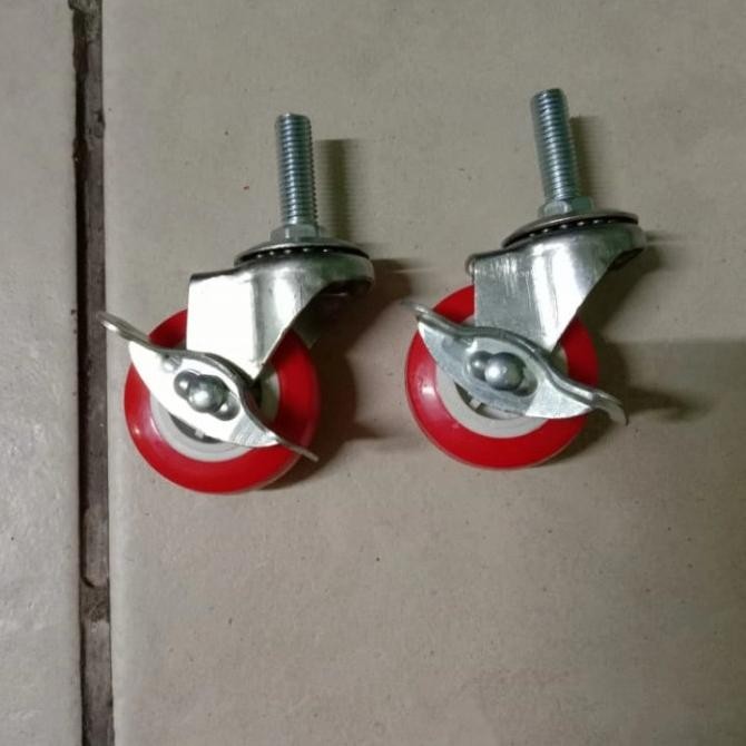 [ Bv ] Roda Troli Roda Pu Roda Baut 1,5 Inch Baut Tusuk