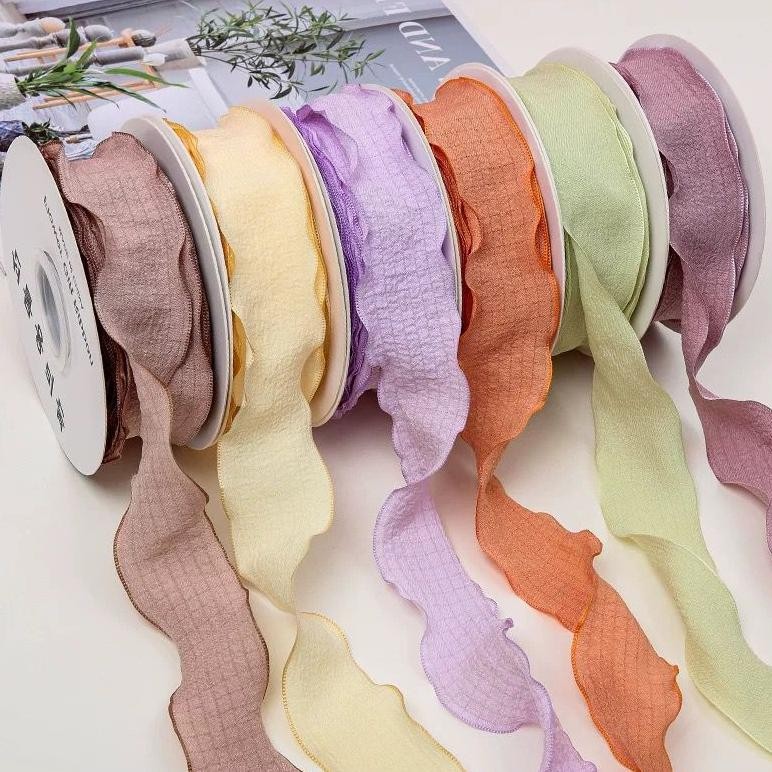 

PROMO [1ROLL/9METER] Korea Ribbon Wave / Pita buket bunga / Pita kado / Flower bouquet ribbon roll sd-5