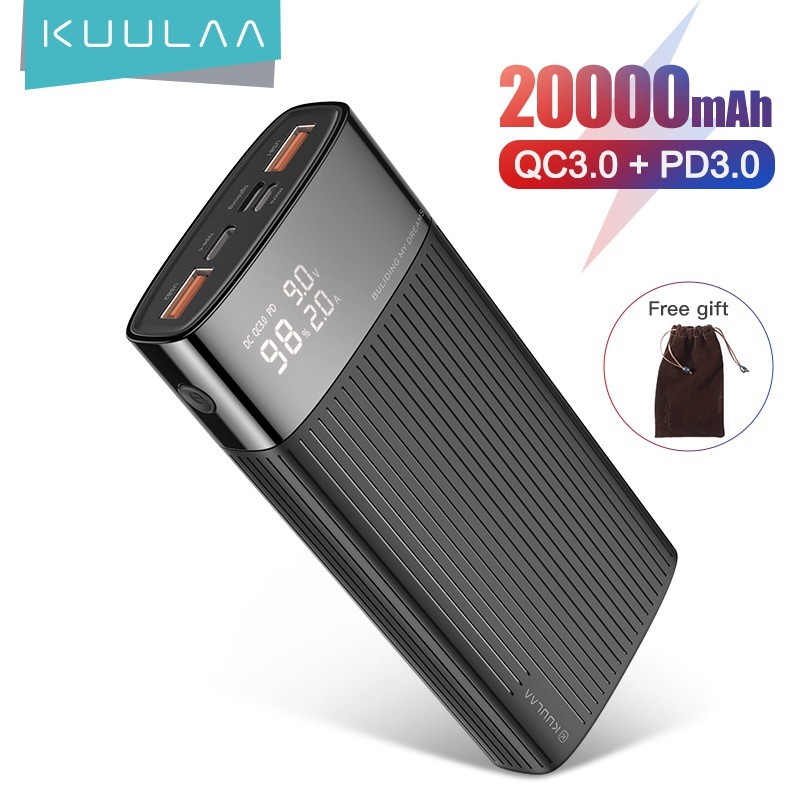 Kuulaa 20000mah Power Bank Tipe C Pd Pengisian Cepat Pengisian Cepat 3.0 Baterai Eksternal Usb Untuk