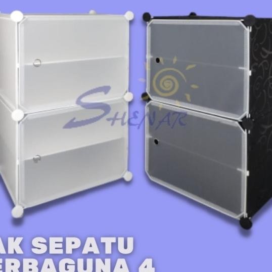 Shenar, Rak Sepatu 4 Susun Plastik / Rak 2 Kolom 4 Tingkat Serbaguna
