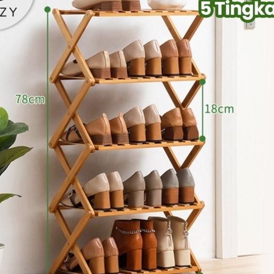 Muzy Rak Sepatu Kayu Zig Zag Rak Tanaman Rak Bunga Rak Sepatu Hrs202