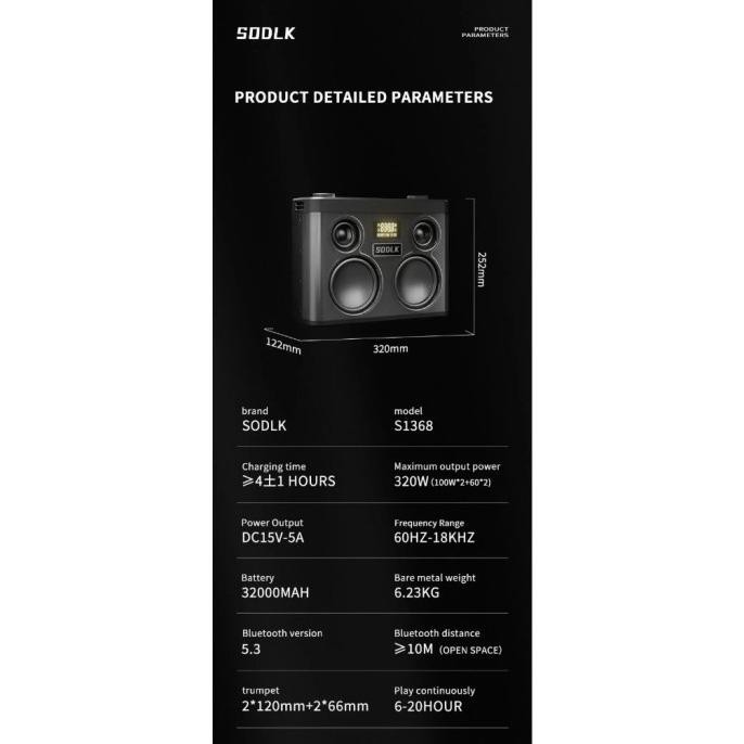 Promo Spesial Awal Bulan Sampai Akhir Bulan Sodlk S1368 Portable Outdoor Karaoke Bluetooth Speaker 3