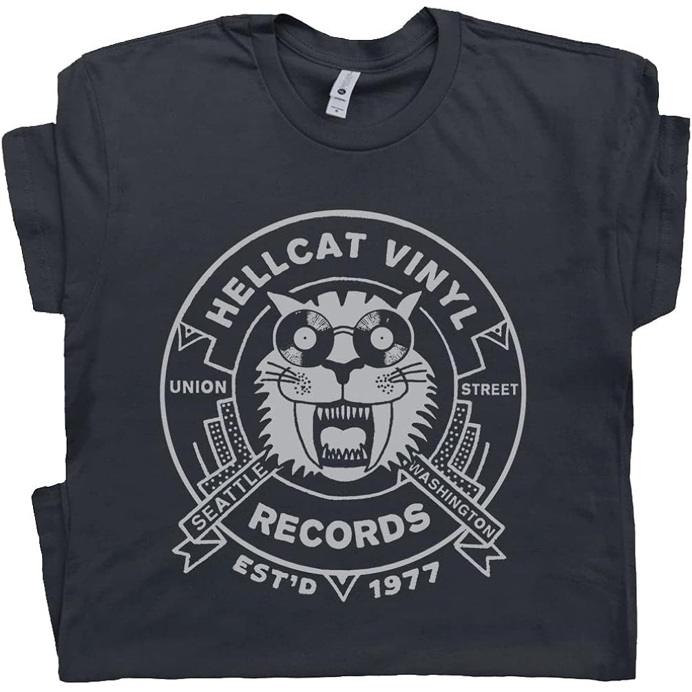 Kaos katun pria hitam Vintage Record Store T Shirt Seattle Cool Vinyl Album Graphic Tee untuk Pria W