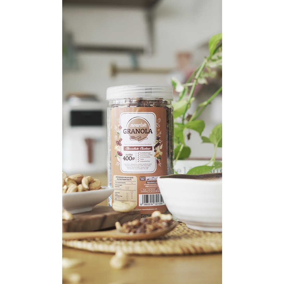 

NG Nourish Granola Chocolate Cashew - Kacang Mede (Bebas Kolesterol, Tinggi Serat, Vegan) 400gr