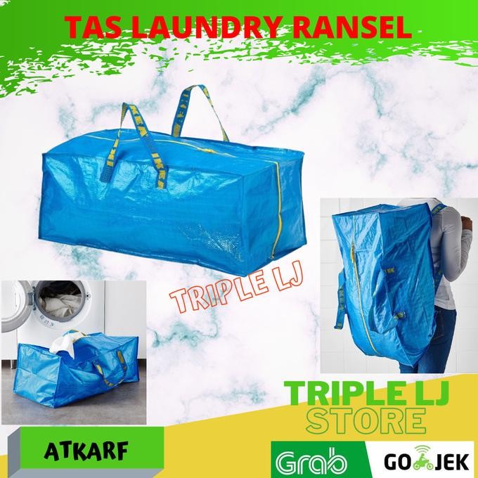 KANTONG LAUNDRY BAG MODEL TAS RANSEL TAS PLASTIK BIRU 2807T
