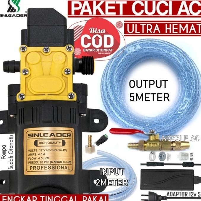 NEW PAKET POMPA CUCI AC ULTRA HEMAT SINLEADER OTOMATIS NOZZLE AC 2807T