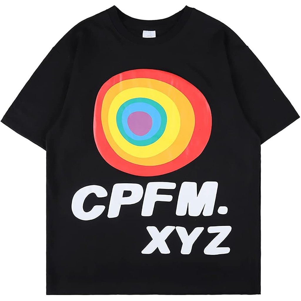 Kaos katun pria hitam Arnodefrance CPFM Smiley Printing T-Shirt Flame Graphics Tee Shirt Katun Lenga