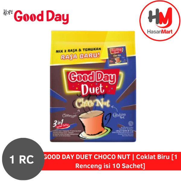 

GOOD DAY DUET CHOCO NUT | Coklat Biru [1 Renceng isi 10 Sachet]