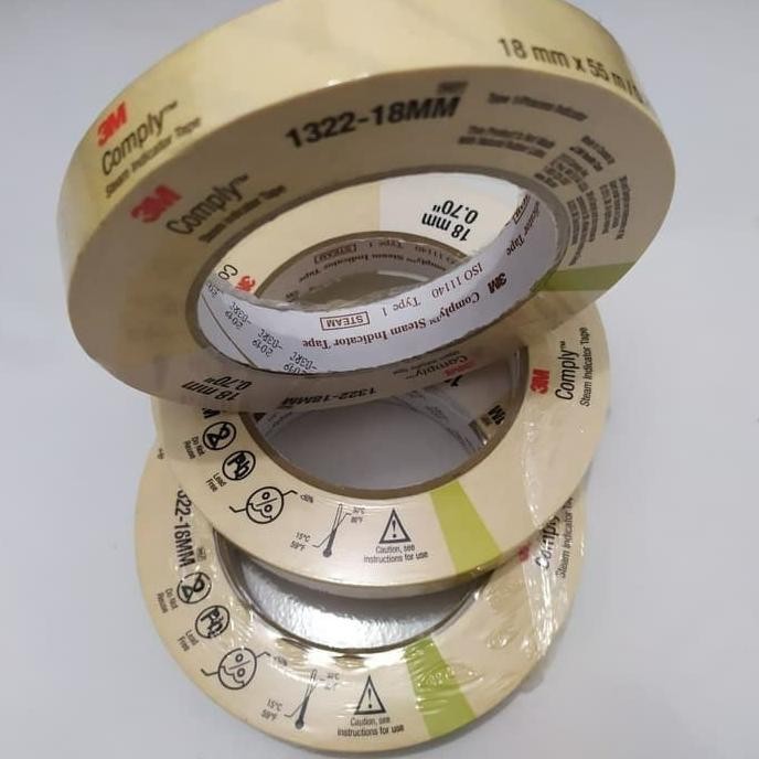 Pita Autoclave Tape 3M 1322 Indicator Comply Steam 18mm x 50 meter