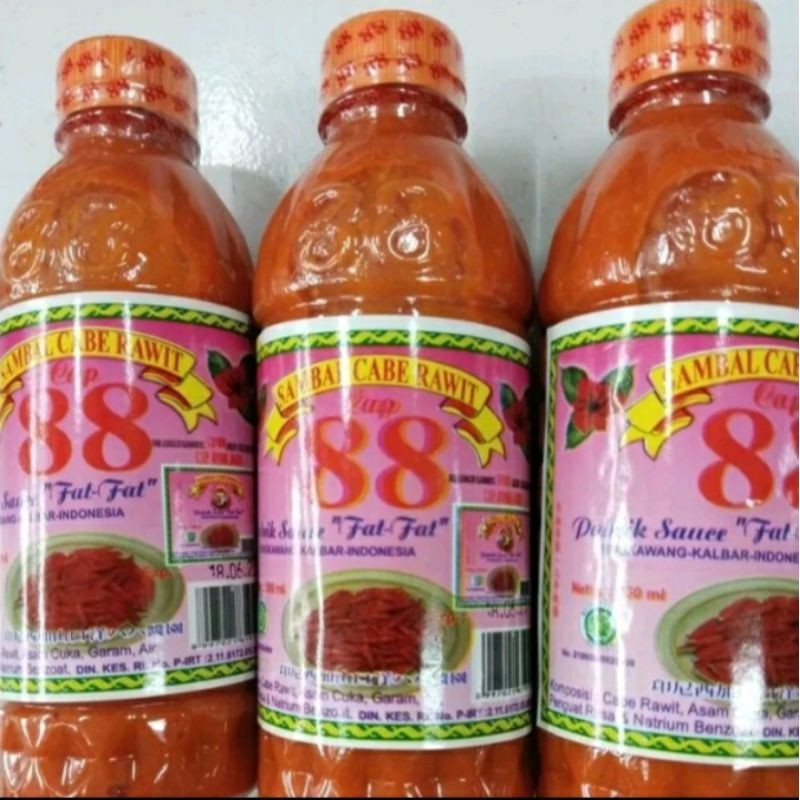 

SAMBAL CABE RAWIT 88 FAT FAT/SAMBAL 88 FAT FAT/SAMBAL 88 KHAS SINGKAWANG 350ML