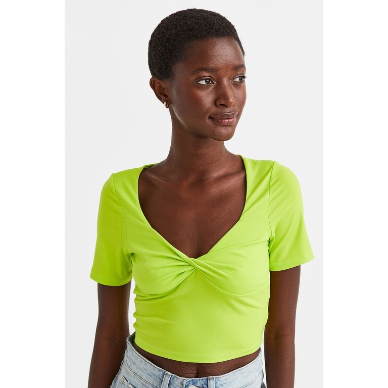 H&M  Wanita Twisted-detail cropped top 1120758_1