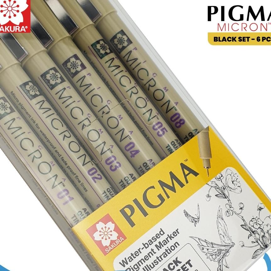 

Sakura Pigma cron Drawing Pen Set 6 Pigment Ink Pulpen Gambar