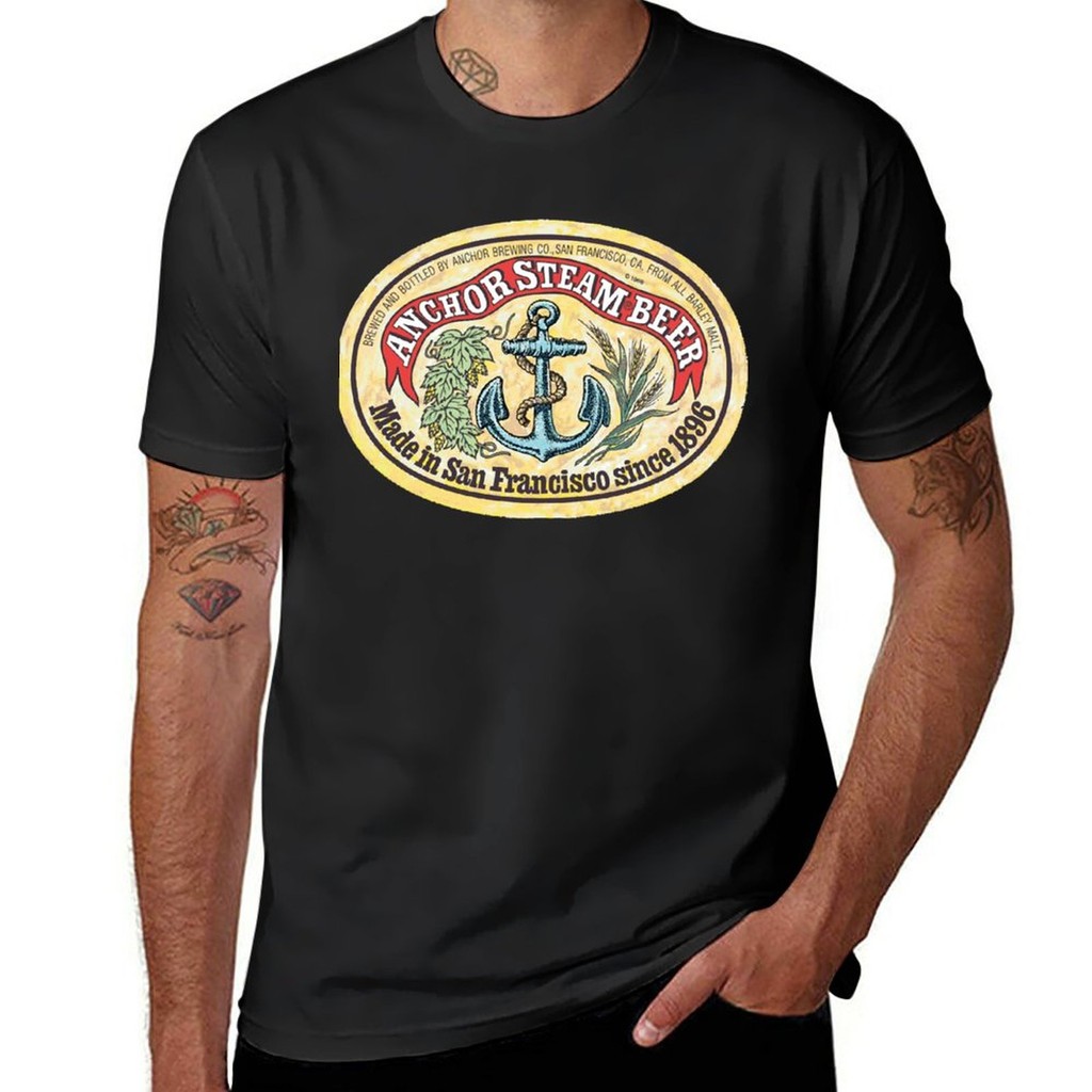 Kaos Klasik Vintage Anchor Premium Steam Beer Kaos Klasik Kaos Pendek Kaos Kosong Pakaian Pria