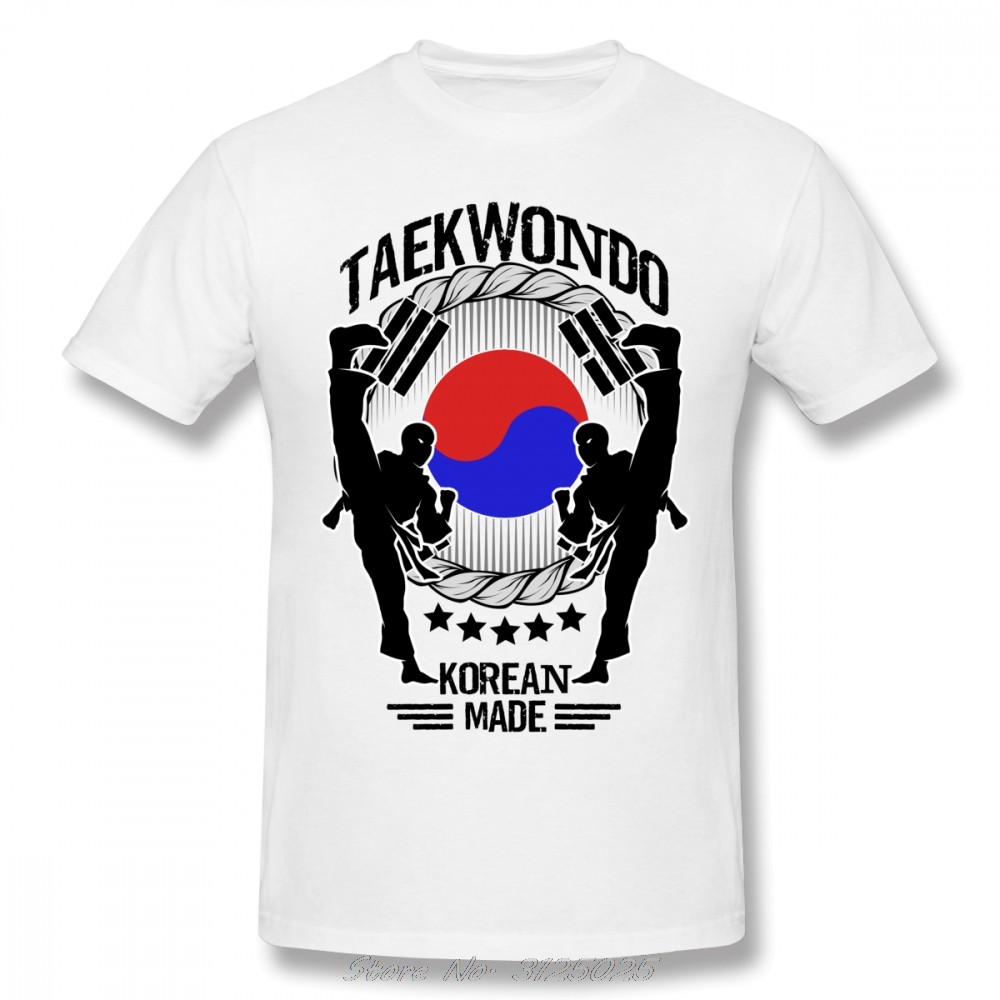 Taekwondo Yinyang Kaos Seni Bela Diri Korea untuk Pria Streetwear Katun Pria