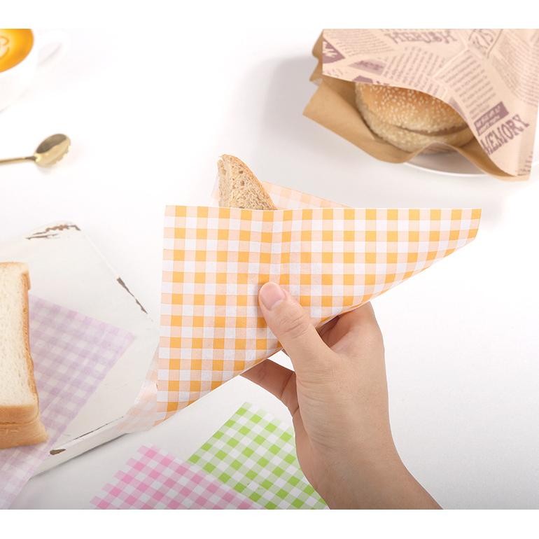 

BISA COD 100Pcs Wax Paper Sandwich Wrapping Paper Kertas Greaseproof Kertas Penggoreng Udara th-1