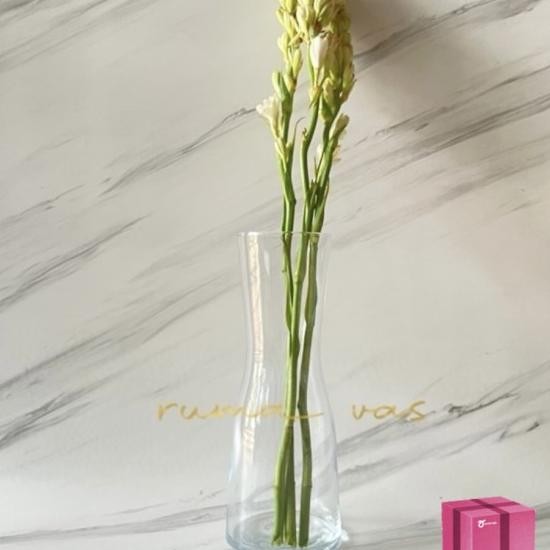 Vas Bunga Sedap Malam Vas Kaca Tinggi 30Cm Diameter Mewah Elegan