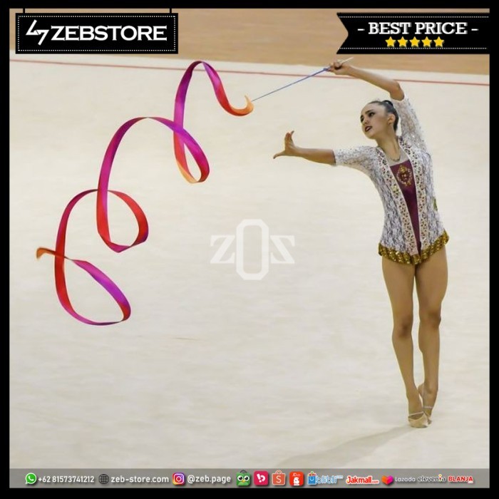 Bisa COD Tongkat Baten Stik Stick Pita Ribbon Twirling Gymnastic Ballet Dance - Rainbow 2 M2N2 Termu