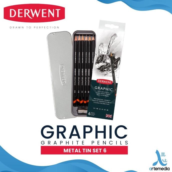 

TERBARU - Pensil Gambar Derwent Graphic Pencil 6 Metal Tin Drawing Sketching