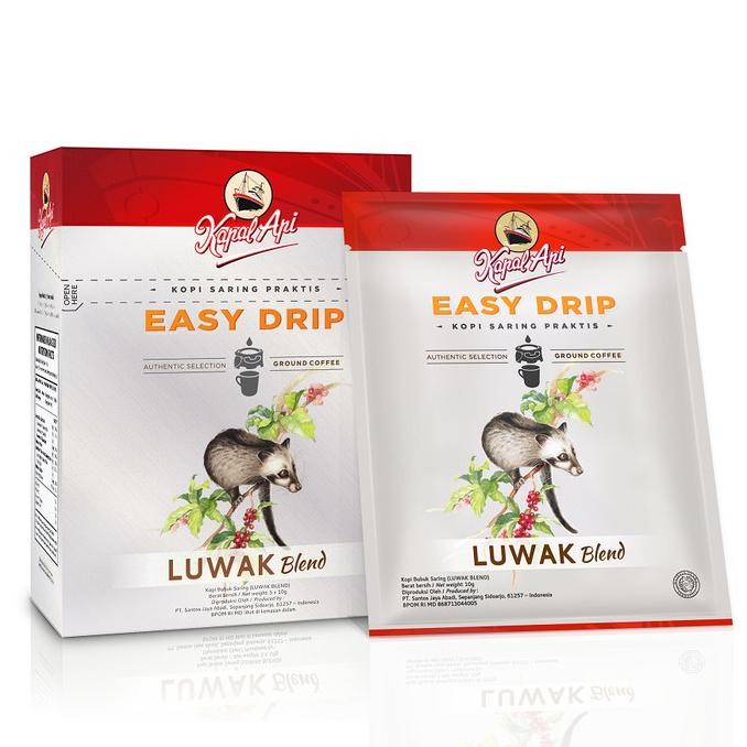 

Kapal Api ~ Luwak Blend Easy Drip Box Isi 5 Sachet @ 10 Gram Kopi Drip