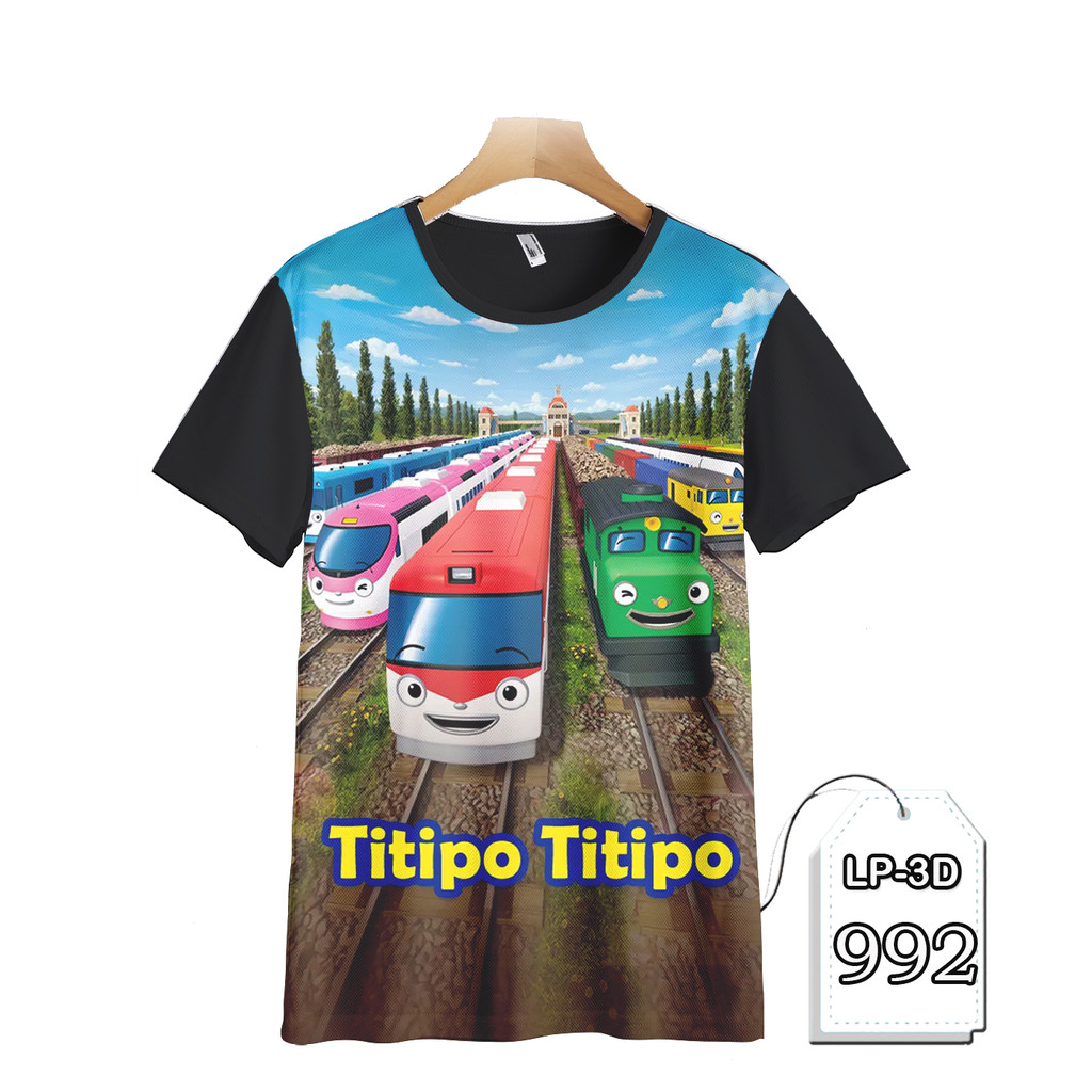 Baju Titipo Titipo Kaos Anak dan Dewasa Kereta Kecil Baju Kartun TV Serial Animasi LP3D-992 Fashion