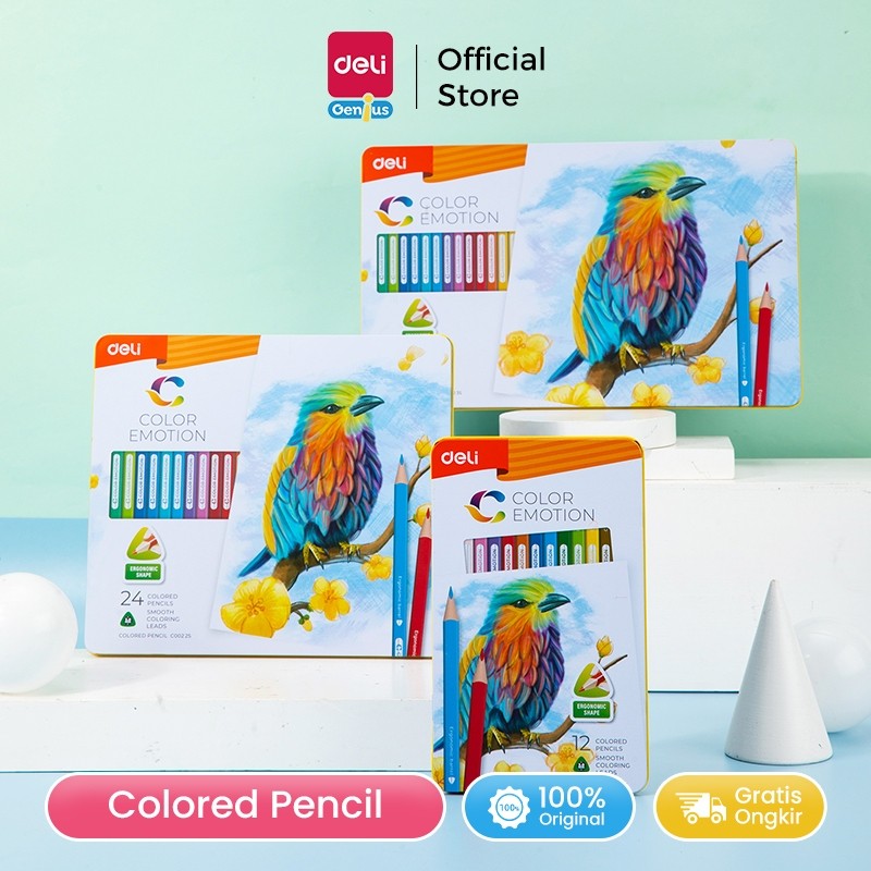 

Deli Coloring Pencil / Pensil Warna 12/24/36 Warna Triangular Metal Box Tebal dan Cerah EC002X5