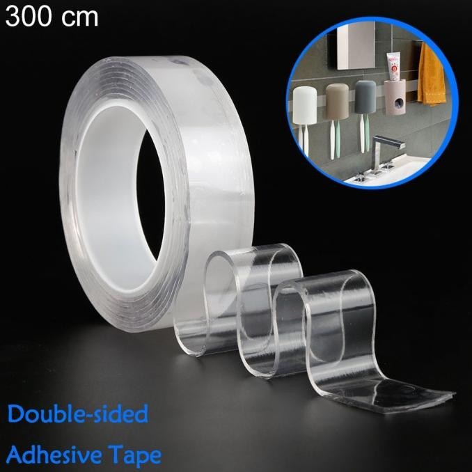 

double tape bening super kuat waterproof 300 x 3cm pengganti paku lem proff dijamin