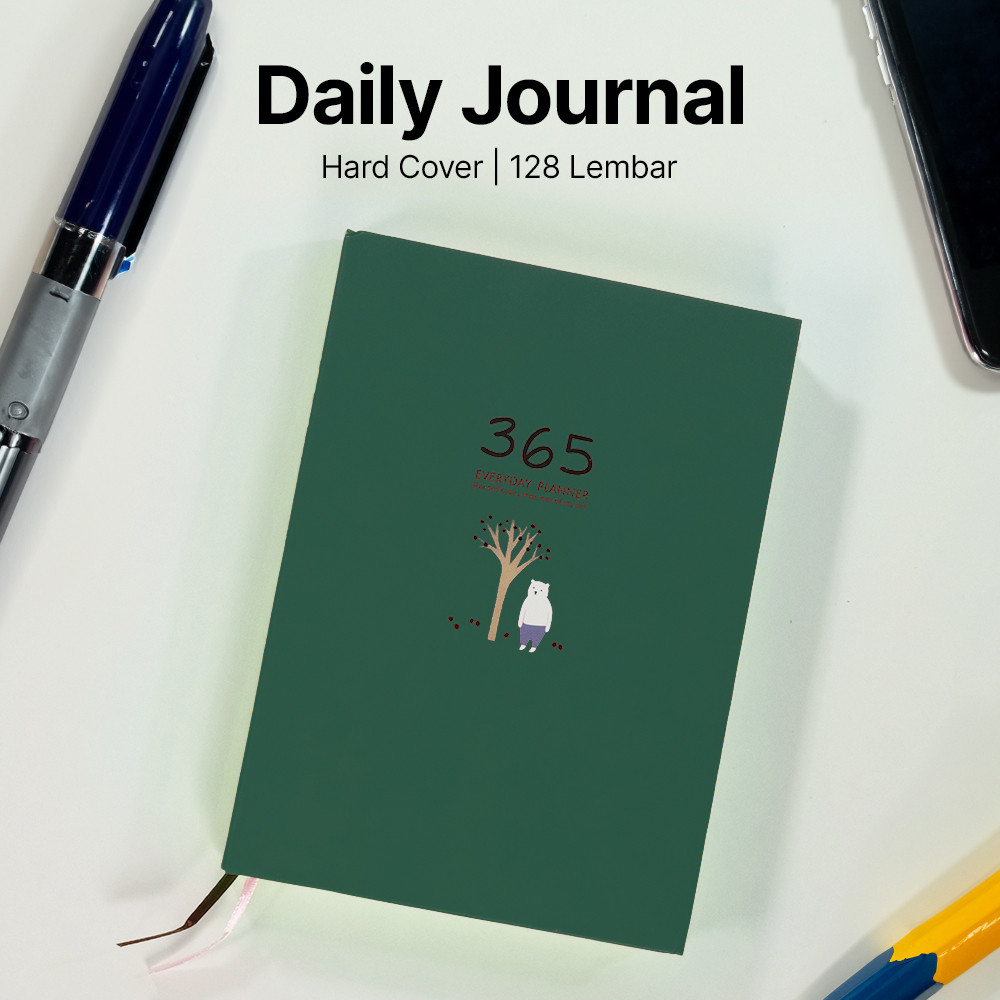 

Buku Diary 365 Hari Daily Journal Hard Cover 128 Lembar - DDT-4083 - Hijau | Binder