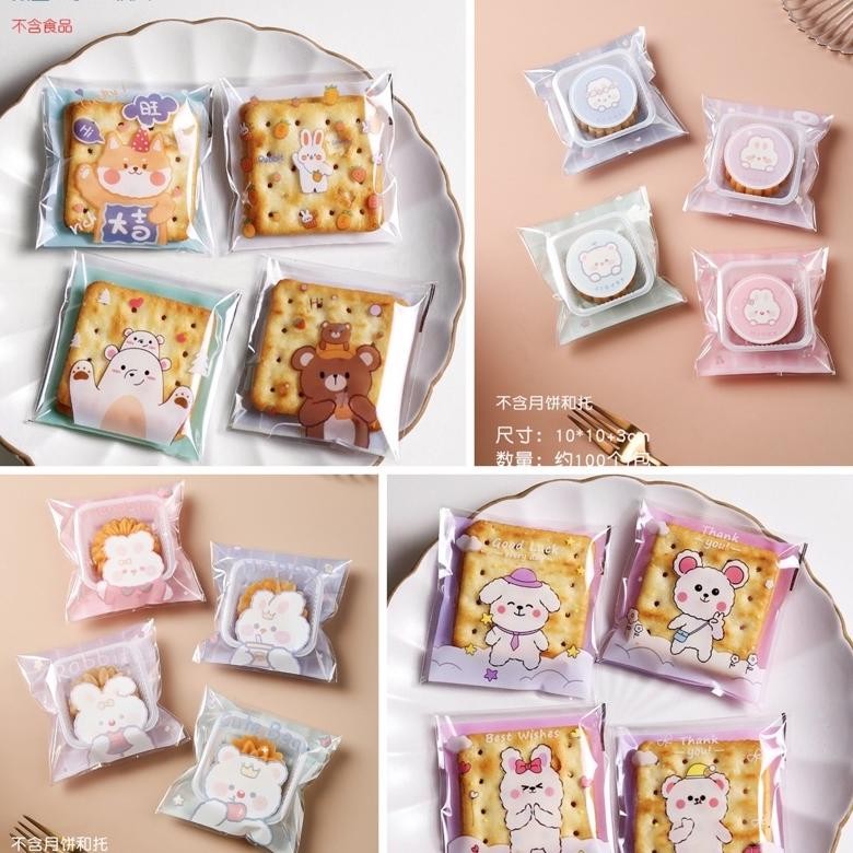 

Plastik Packing cookies lucu 10 x 10 cm kemasan kue lucu unik goddie bag plastik cookies baru