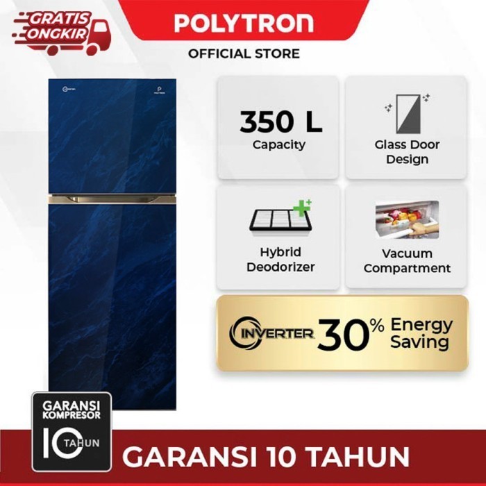 POLYTRON New Belleza Big Liter Kulkas 2 Pintu Inverter PRM 495MB 495 MB PRM495