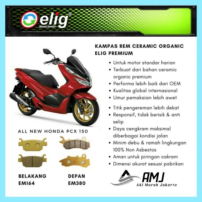 Elig Kampas Rem Depan Belakang Honda PCX 150 CBS EM164 - EM380