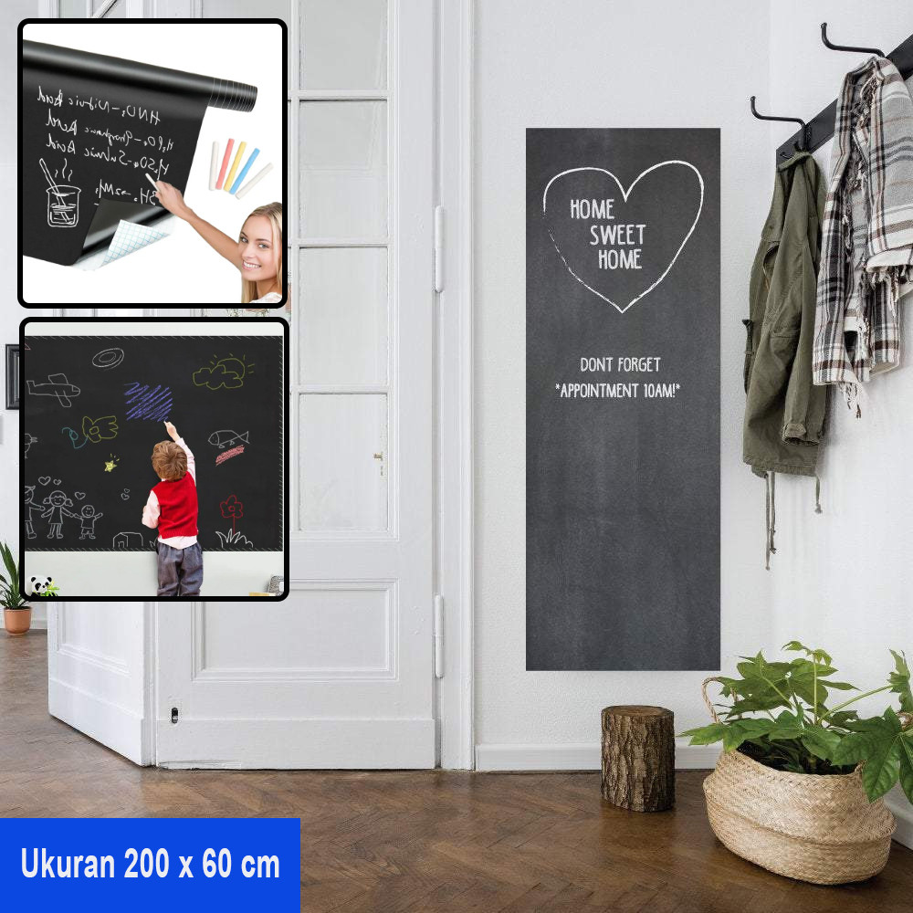 

[MURAH] H&F Stiker Dinding Papan Tulis Kapur Blackboard Sticker Roll 200x60 cm - 513