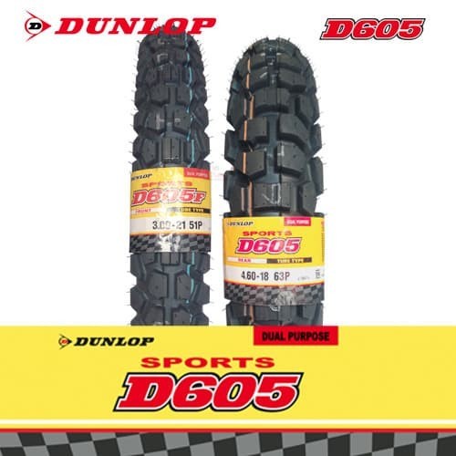 PAKET BAN DUNLOP D605 3.00-21 DAN 4.60-18 - TRAIL DUAL PURPOSE