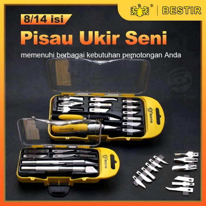 

Terlaris Ukir Seni Hobby Cutter Metal Handle Exacto Knife Blades Set 8/14 isi Kit SK5 Carbon Steel