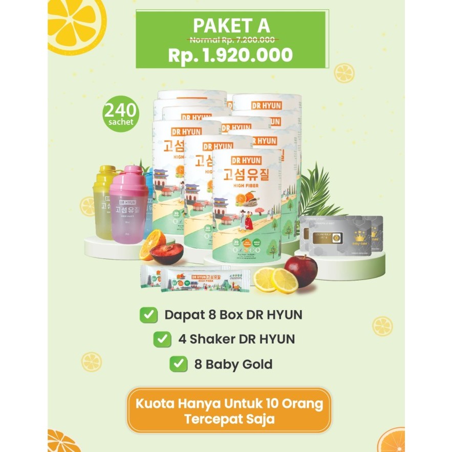 

Paket 8 Box 240 sachet DR HYUN Fiber Drink