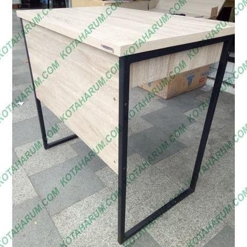 Meja laci komputer laptop kerja kecil 80 besi coklat putih expo firme