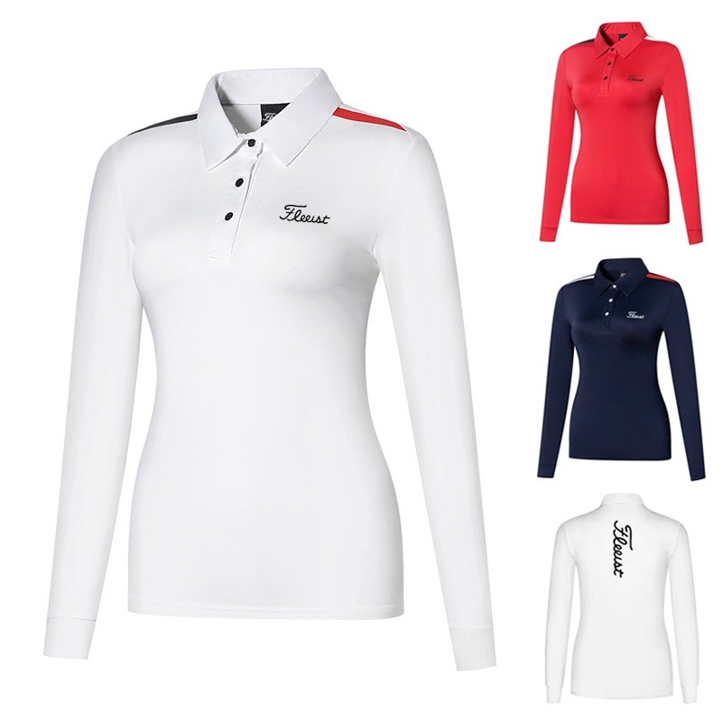 Pakaian Golf Wanita Lengan Panjang Bernapas Keringat Cepat Kering PoloShirt Olahraga Luar Ruangan Ka