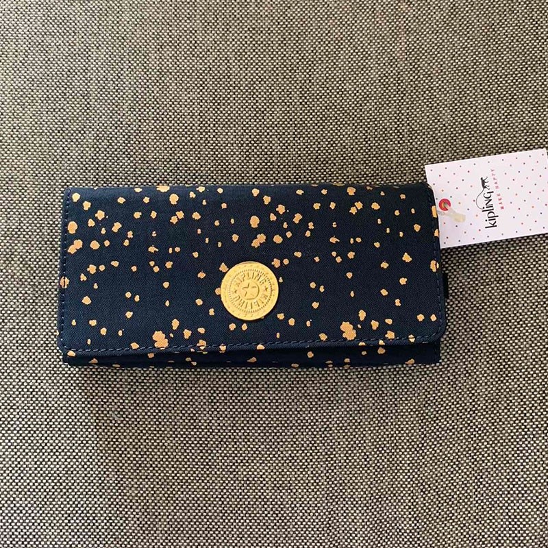 Kipling Monkey Bag Pria dan Wanita Bagian Panjang Dompet Nilon Lipat Tiga Dompet Banyak Kartu Multi-