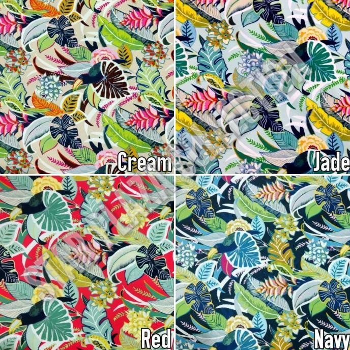 Kain Bludru Velvet Bantal Sofa Kursi Motif Daun Tropical - Kelly