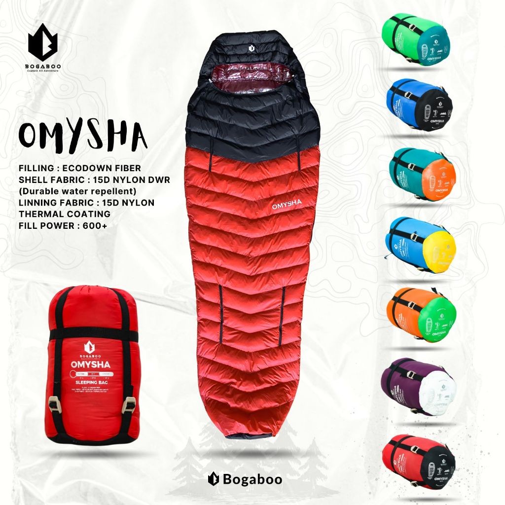 Kantong tidur Bogaboo termal Omny ECODOWN FP 600+ Seri OMYSHA - Kantong tidur termal Bivvy - kantong