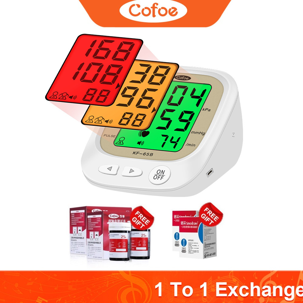 [Strip Tes Glukosa Darah Gratis] Monitor Tekanan Darah Digital Cofoe Pengisian Daya USB Sphygmomanom
