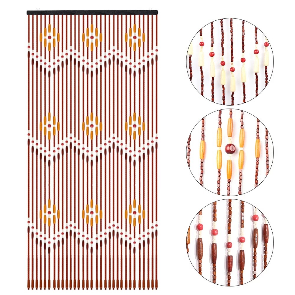 Tipe Kait Batang Kayu Tirai Pintu Tali Panjang Pemisah Partisi Ruang Tamu Kamar Tidur Toilet Gelomba