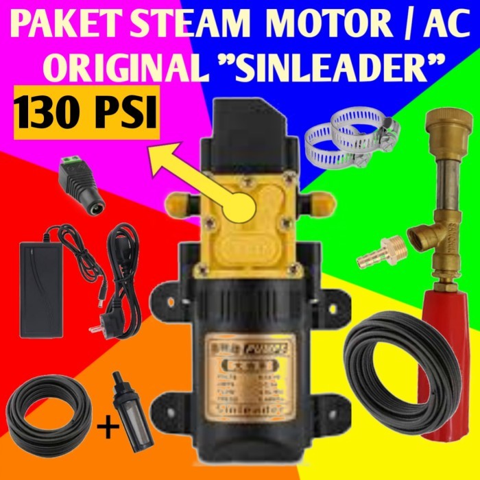 Paket Cuci Motor Ac Steam Mobil Sprayer Gun Pompa Dc 12V Sinleader