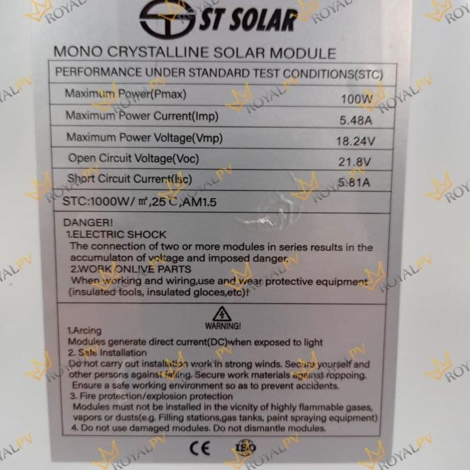 Panel Surya 100Wp Mono, Solar Panel 100Wp Solar Cell 100Wp