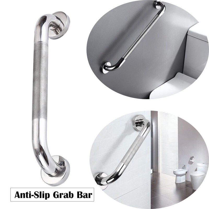 Anti Slip Shower Grab Bar Handle Kamar Mandi Knurled Balance Bar Safety Hand Rail Support, Handicap 