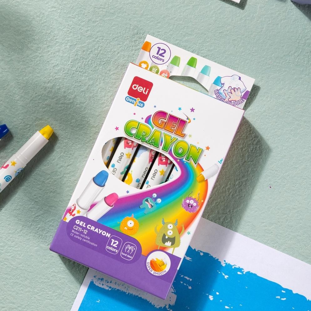 

COD Deli Gel Crayon / Krayon 12 24 Warna Tidak Mengotori Tangan Bersertifikat Aman EC211 uh-22