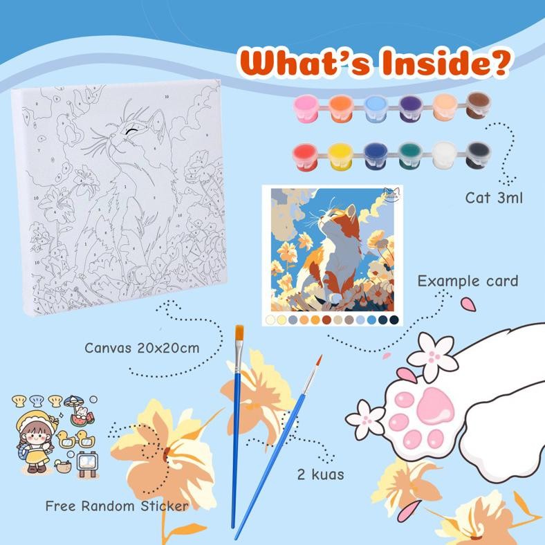 

SALE Paint by Numbers KIT - Flowers Cat - Paint KIT DIY th-23