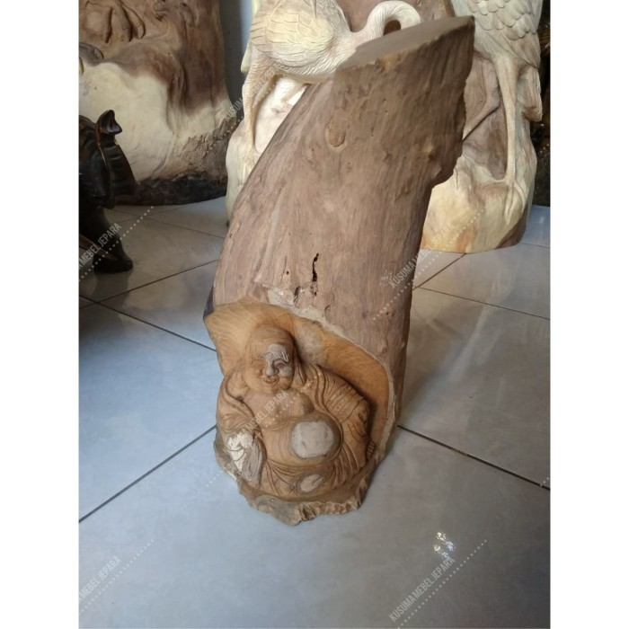 Sani - Patung Relief Budha Kayu Jati (Tinggi 40Cm)