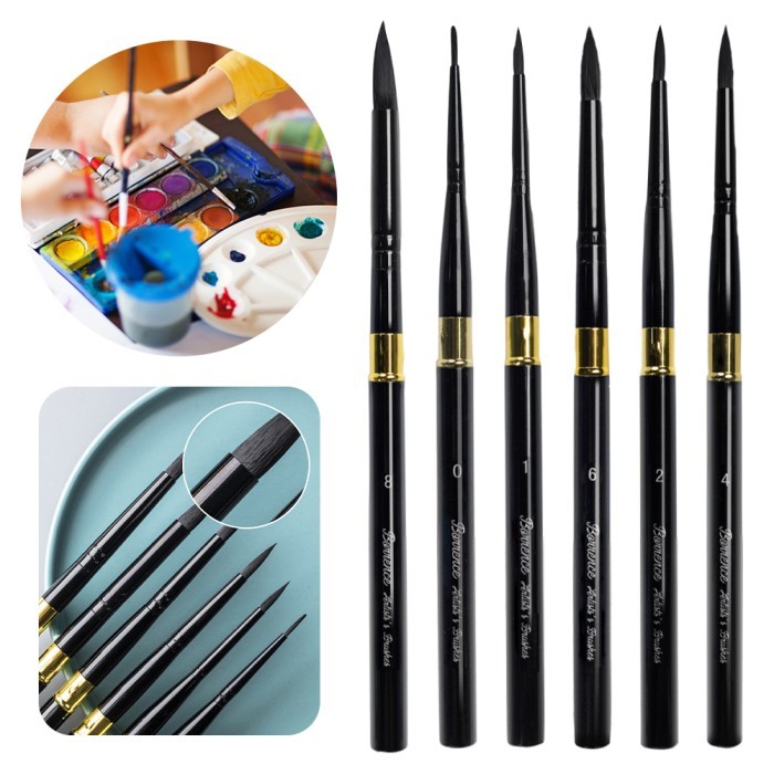 

promo! 6 Pcs Artist Paintbrushes Set Watercolor Paint Brushes Set with Long Handle Classroom Brushes
