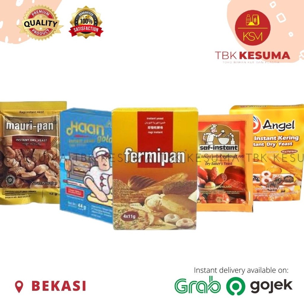 

TERLENGKAP! Ragi fermipan mauripan saf instant angel dry GS bakpao donat